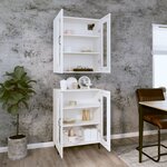vidaXL Buffet haut Blanc 69 5x34x180 cm Bois d'ingénierie