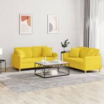 vidaXL Ensemble de canapés 2 Pièces avec coussins jaune clair tissu