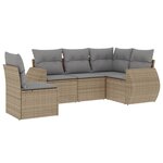 vidaXL Salon de jardin avec coussins 5 Pièces beige résine tressée