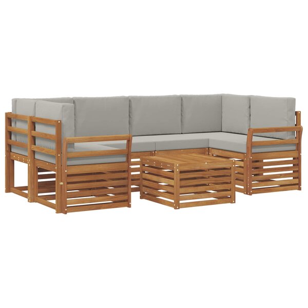vidaXL Ensemble de canapés d'extérieur 7 pc Gris Naturel et Clair