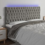 vidaXL Tête de lit à LED Gris clair 180x7x118/128 cm Velours