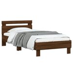 vidaXL Cadre de lit tête de lit et lumières LED chêne marron 90x200 cm