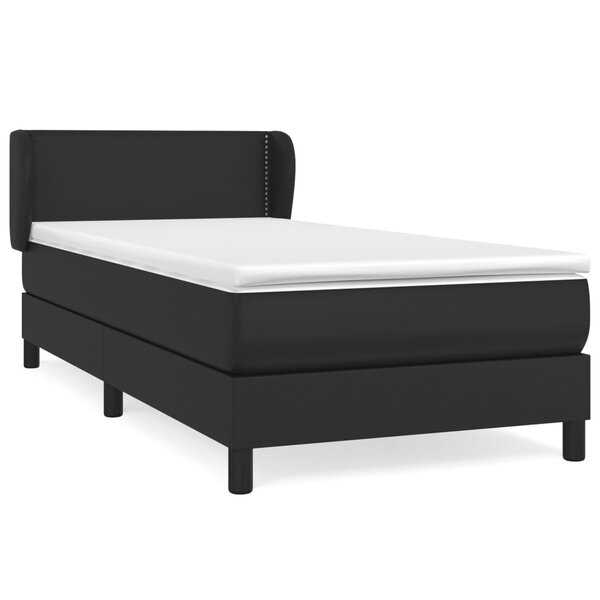 vidaXL Sommier à lattes de lit avec matelas Noir 90x190 cm Similicuir