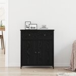 Buffet vidaXL Noir Chêne 70x30x80 cm Bois reconstitué et Acier