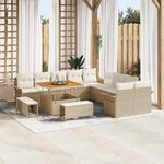 vidaXL Ensemble de canapé de jardin avec coussin 13 Pièces Beige  Crème