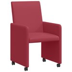 vidaXL Chaises de Salle à Manger avec Roues 2 Pièces Rouge bordeaux