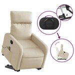 vidaXL Fauteuil inclinable de massage Crème Tissu