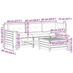 vidaXL Salon de jardin 4 Pièces avec coussins blanc bois de pin massif