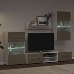 vidaXL Meubles TV avec lumière LED 5 Pièces gris pierre bois d'ingénierie