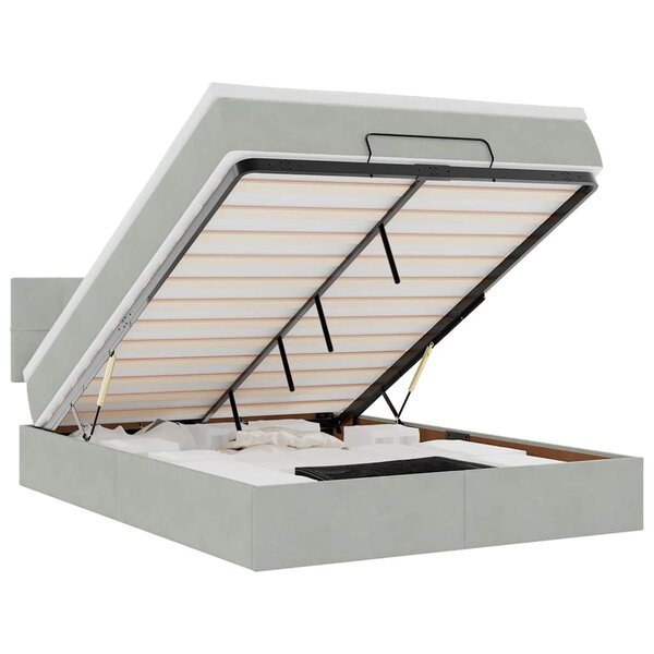 vidaXL Cadre de lit ottoman avec matelas gris clair 140x200 cm velours