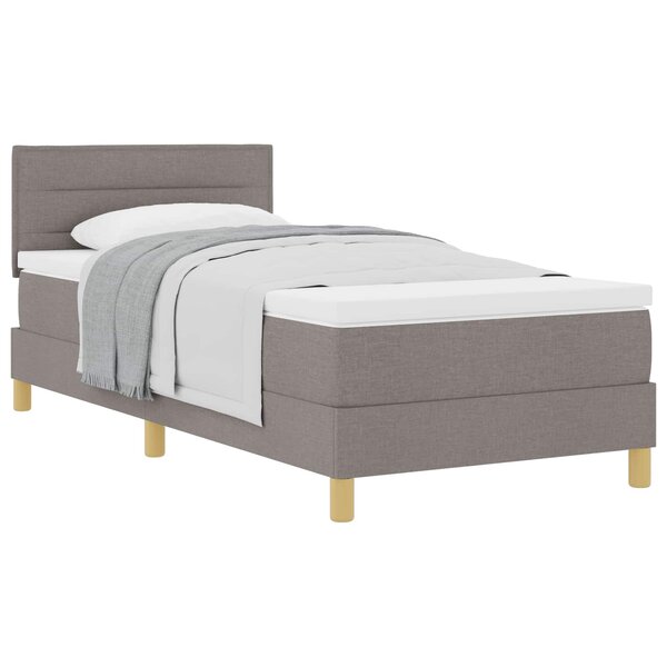 vidaXL Lit à ressorts avec coussin Taupe 90 x 190 cm tissu