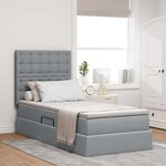 vidaXL Lit avec rangement et matelas Gris clair 100 x 200 cm Polyester
