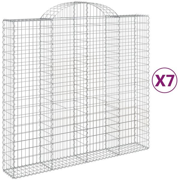 vidaXL Paniers à gabions arqués 7 Pièces 200x50x180/200 cm Fer galvanisé