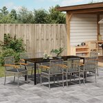 vidaXL Ensemble de Salle à Manger de Jardin 9 Pièces avec Coussins Gris Rattan PE