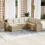 vidaXL Salon de jardin avec coussins 7 Pièces beige résine tressée