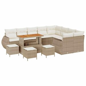 vidaXL Ensemble de canapé de jardin avec coussin 13 Pièces beige et crème