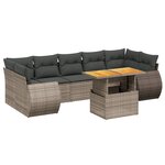 vidaXL Salon de jardin 8 Pièces avec coussins gris résine tressée