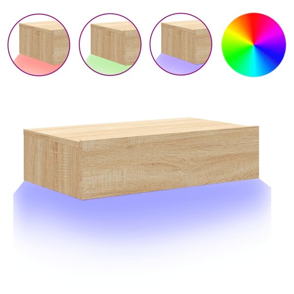 vidaXL Meuble TV avec éclairage LED chêne sonoma 60x35x15 5 cm