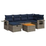 vidaXL Salon de jardin avec coussins 7 Pièces gris résine tressée