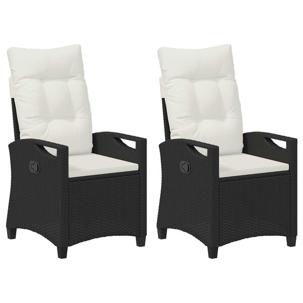 vidaXL Chaise de jardin 2 pc Noir et Crème Acier et Polyester