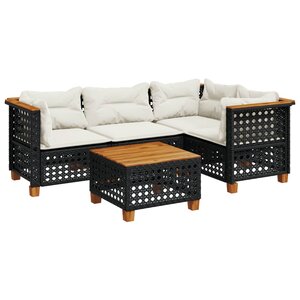vidaXL Salon de jardin 5 Pièces avec coussins noir résine tressée