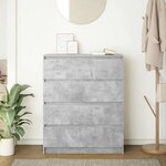 vidaXL Buffet gris béton 80x35x99 cm bois d'ingénierie