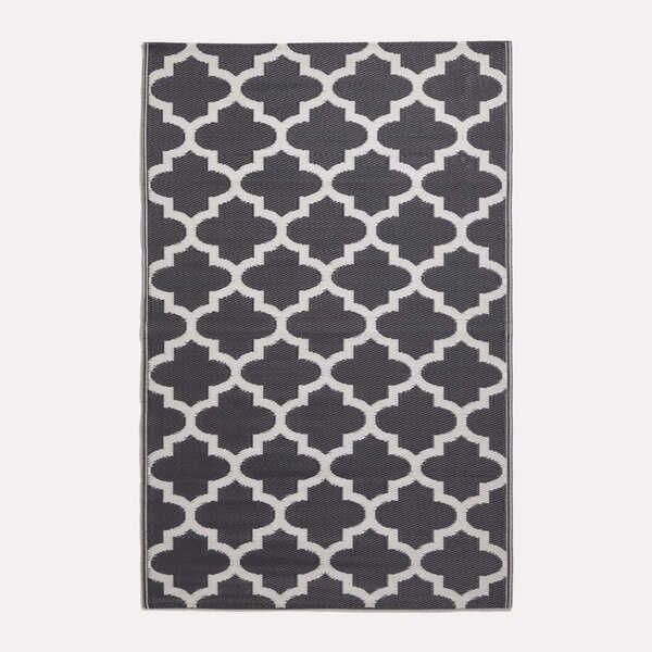 Tapis extérieur terrasse réversible - Tapis de jardin imperméable et résistant UV - Nola - Noir- 180x270 cm - HOMESCAPES