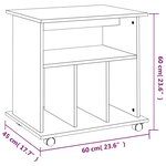 vidaXL Armoire roulante Chêne fumé 60x45x60 cm Bois d'ingénierie