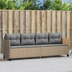 vidaXL Chaise longue avec coussins beige résine tressée