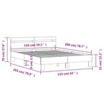 vidaXL Cadre de lit avec LED sans matelas gris béton 150x200 cm
