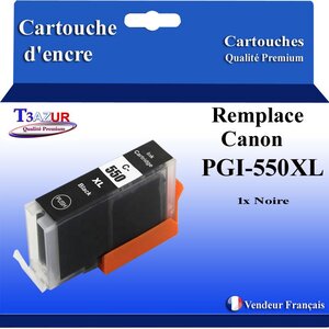 T3AZUR - Cartouche compatible avec Canon PGI550XL PGI-550 XL pour Canon Pixma iP7250 MG5650 MX925 iX6850 MG5550 MG5450 MG6650 MX920 MG5400 MG6450 MG7500 MX725 Noire