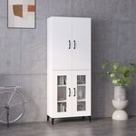 vidaXL Buffet haut Blanc 69 5x34x180 cm Bois d'ingénierie