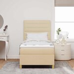 vidaXL Lit à ressort LED avec matelas Crème 90 x 190 cm tissu