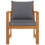 vidaXL Chaises de jardin lot de 2 avec coussin gris foncé Bois acacia
