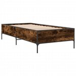 vidaXL Cadre de lit chêne fumé 100x200 cm bois d'ingénierie et métal