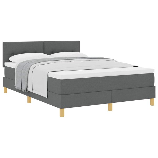 vidaXL Lit à ressorts avec coussin Gris foncé 160 x 200 cm tissu