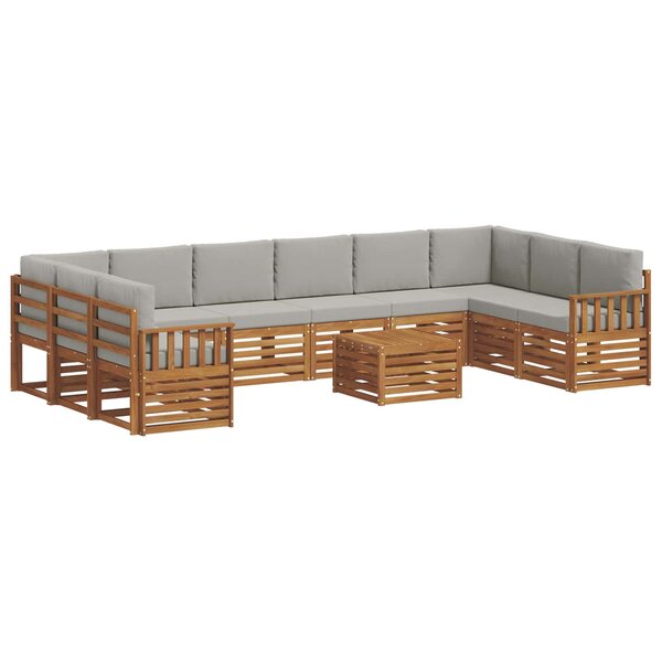 vidaXL Ensemble de canapés d'extérieur 11 Pièces Gris Naturel et Clair