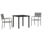 vidaXL Ensemble de salle à manger pour jardin 3 Pièces Gris Poly rotin