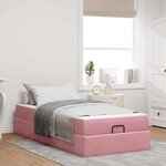 vidaXL Cadre de lit avec matelas Rose 100 x 200 cm Velours