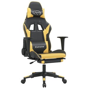 vidaXL Chaise de jeu avec repose-pied Noir et doré Similicuir