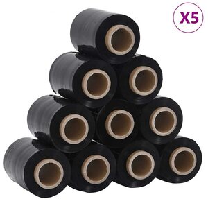 vidaXL Films étirables 50 Pièces noir 23 μm 10 cm x 150 m