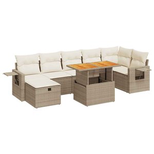 vidaXL Salon de jardin avec coussins 5 Pièces beige résine tressée acacia
