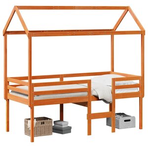 vidaXL Lit haut sans matelas cire marron 80x200 cm bois de pin massif