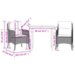 vidaXL Ensemble à manger de jardin et coussins 3 Pièces Beige poly rotin