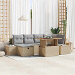 vidaXL Ensemble de canapé de jardin 7 Pièces Beige polyrotin