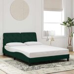 vidaXL Cadre de lit avec LED sans matelas vert foncé 140x200 cm velours