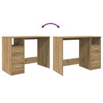 vidaXL Bureau chêne artisanal 102x76x50 cm bois d'ingénierie