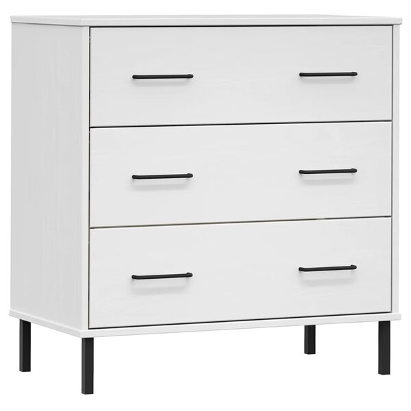vidaXL Buffet avec 3 tiroirs Blanc 77x40x79 5 cm Bois massif OSLO