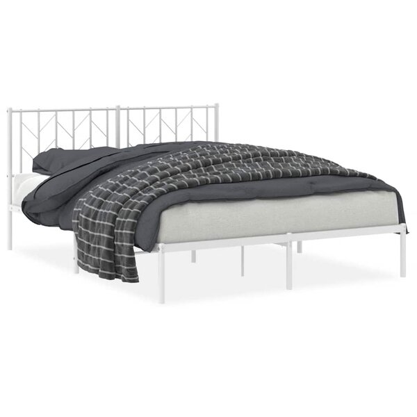 vidaXL Cadre de lit métal sans matelas et tête de lit blanc 150x200 cm