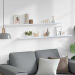 vidaXL Étagères murales 2 Pièces Blanc brillant 115x9x3 cm